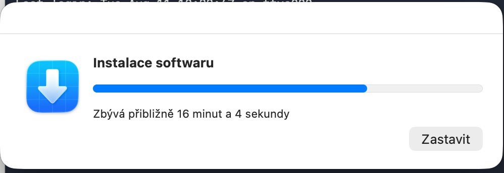 Průběh instalace s odhadem času