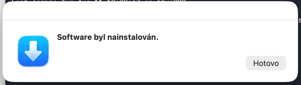 Hlášení Software byl nainstalován