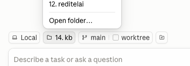 Nabídka zná i složky z dřívějška – volba Open folder… je vždy úplně dole