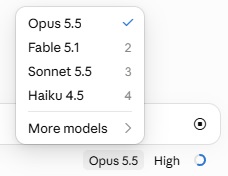 Choosing the model at the bottom of the window